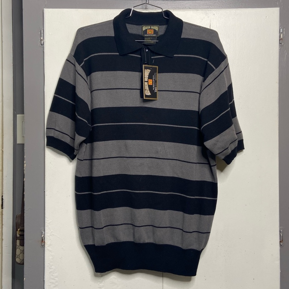 FB County Men Charlie Brown Short Sleeve Polo Shirt Black Grey NWT